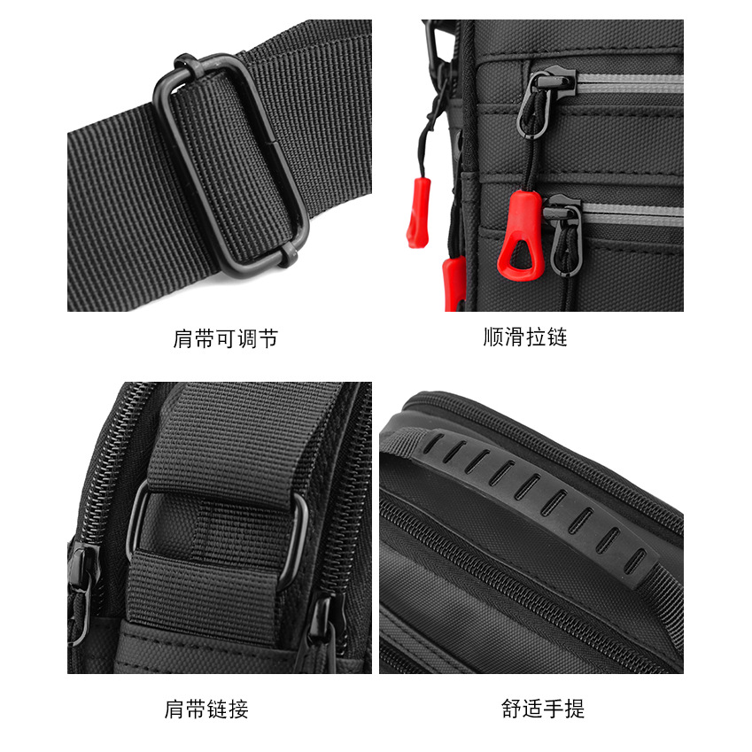 Simple, trendy and fashionable outdoor single-shoulder bag, men's leather waterproof large-capacity crossbody bag, travel handbag details Picture