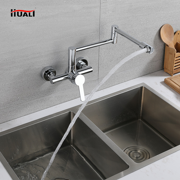 Brass built-in faucet, cold and hot water, bathroom basin, balcony, kitchen electroplated sink, universal folding Application Scenario