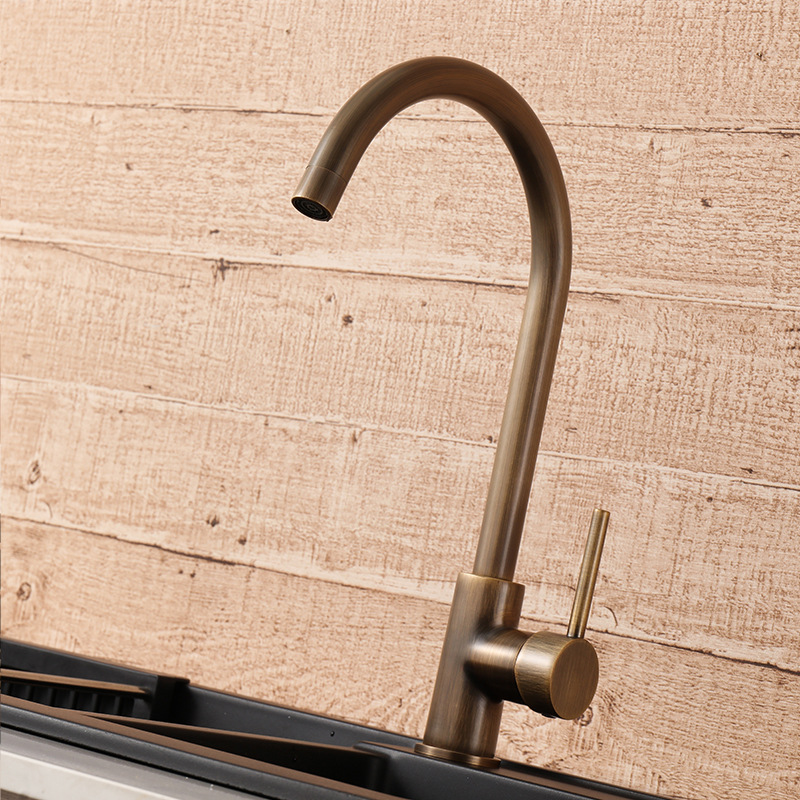 Kitchen household antique kitchen sink faucet splash-proof cold and hot dual-control retro sink sink CF2301 Specification drawing