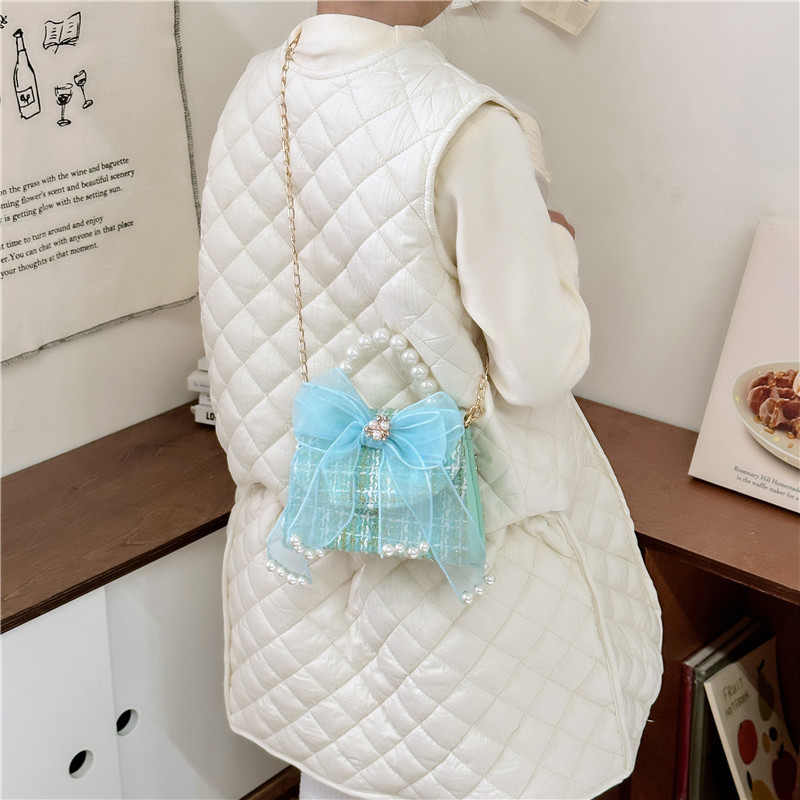 Fashionable and trendy children's bag, stylish little Chanel bow new handbag, girls' loose change crossbody bag, cross-border Specification drawing