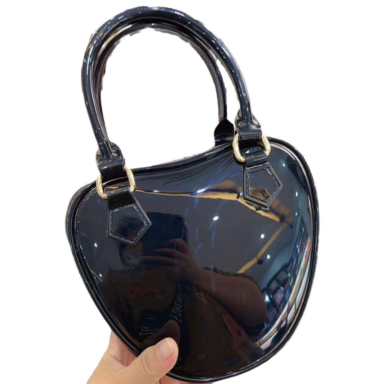 2025 Cross-border new candy-colored jelly bag, hand-held heart bag, mobile phone bag, casual and fashionable single-shoulder crossbody women's bag Item Picture
