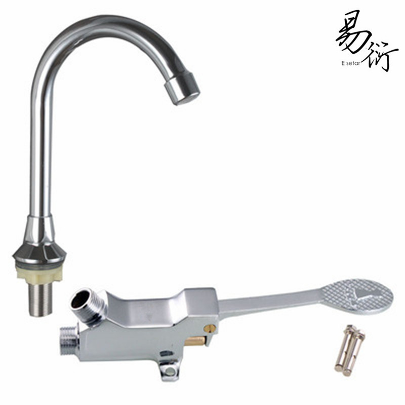 The manufacturer wholesales kitchen sink water outlet valve by stepping on the foot, faucet by stepping on the foot, and contactless single-cooling faucet Item Picture