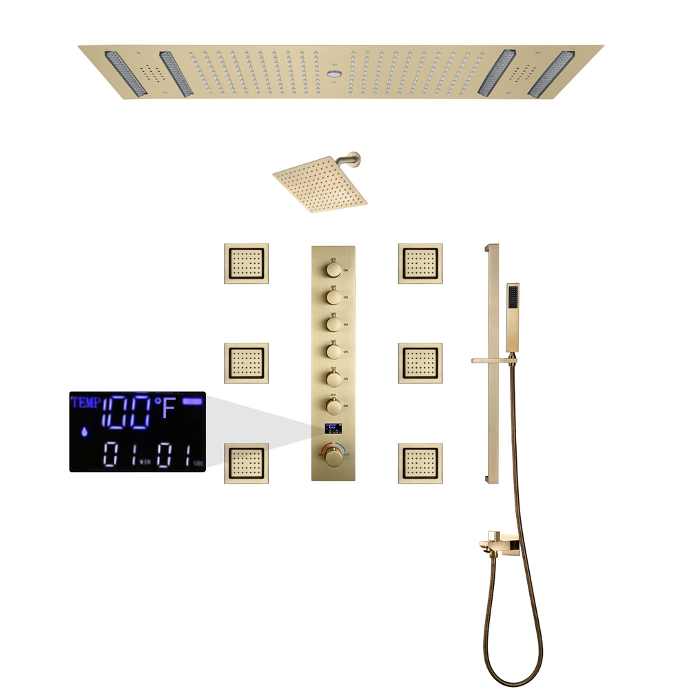 HIDEEP bathroom showerhead set 36* 12-inch LED music embedded top spray digital display cold and heat control valve Item Picture
