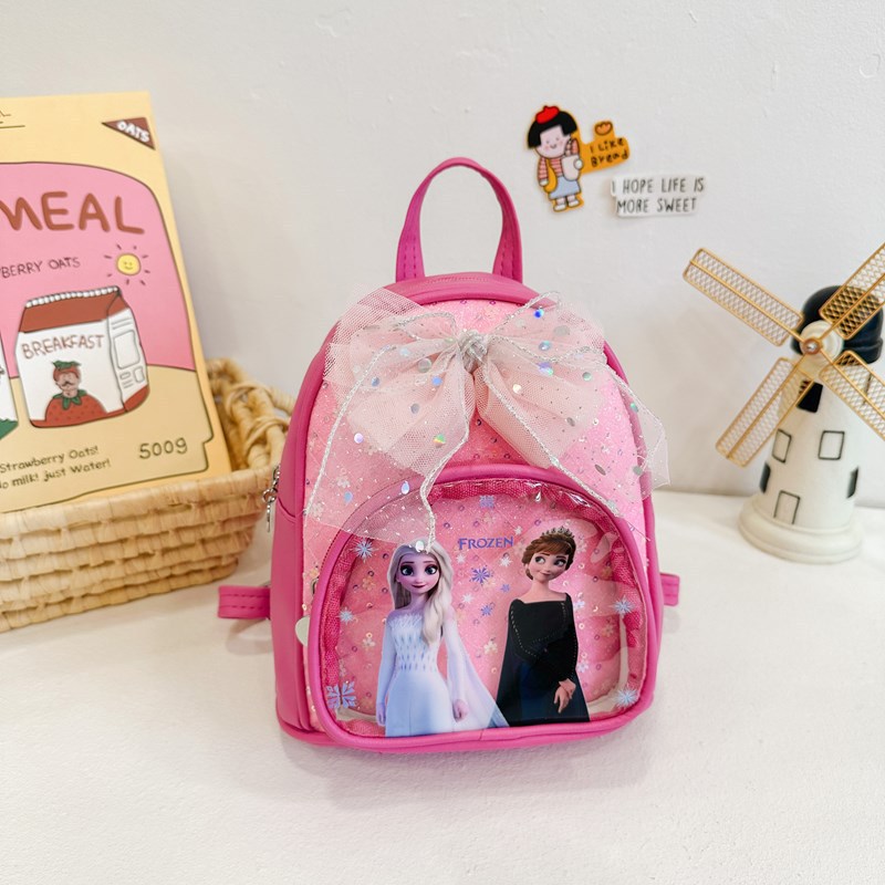 New cute cartoon bow schoolbag, kindergarten Aisha Princess small schoolbag, versatile backpack for casual outings details Picture