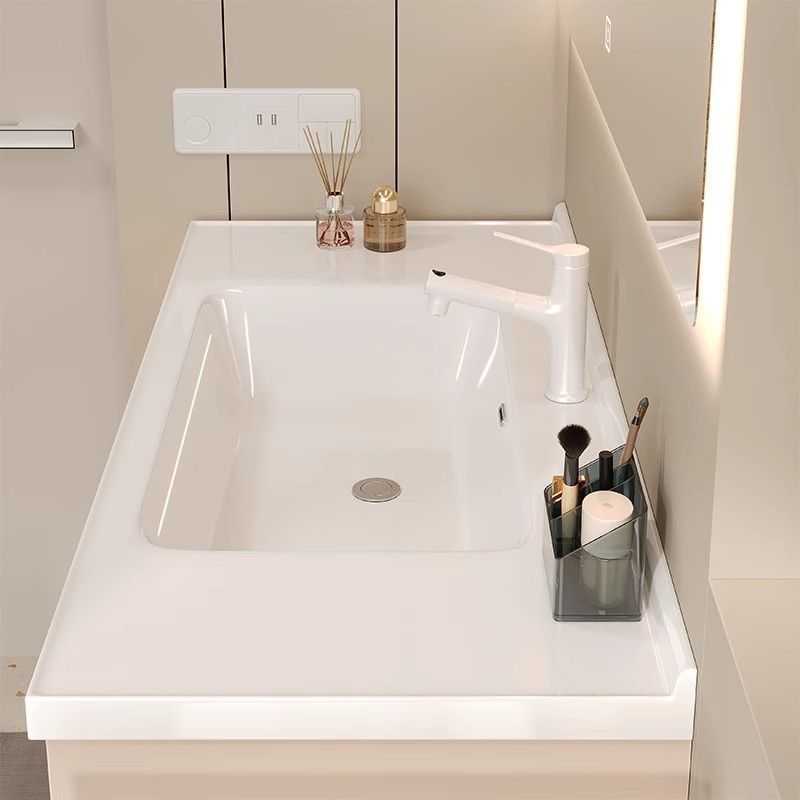 French light luxury bathroom cabinet, combined washbasin, ceramic integrated washbasin, smart washbasin, hand washing, bathroom cabinet, cream Specification drawing