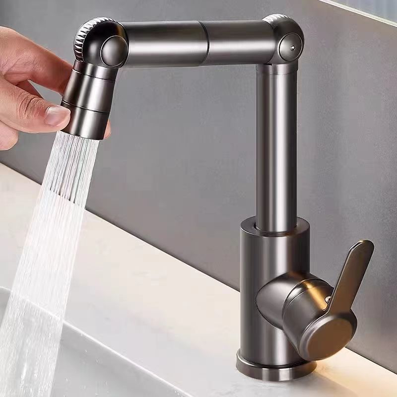 Thickened brass, durable, universal rotating cold and hot household kitchen sink, washbasin, two-in-one mechanical arm faucet Item Picture