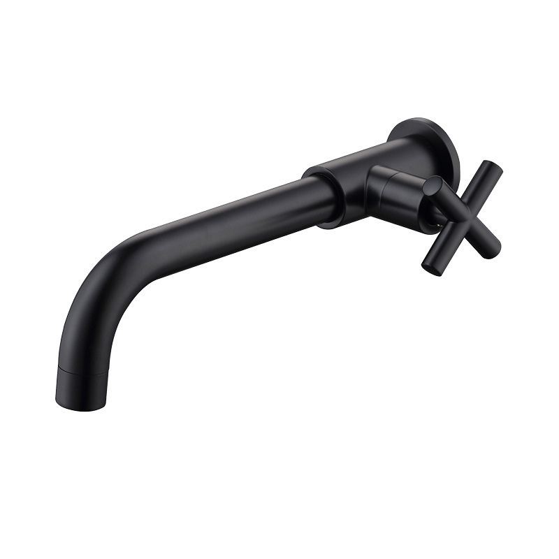 Cross-border e-commerce black wall-mounted all-copper single-cooling faucet, extended washbasin, bathroom, balcony washbasin, 4 points Item Picture