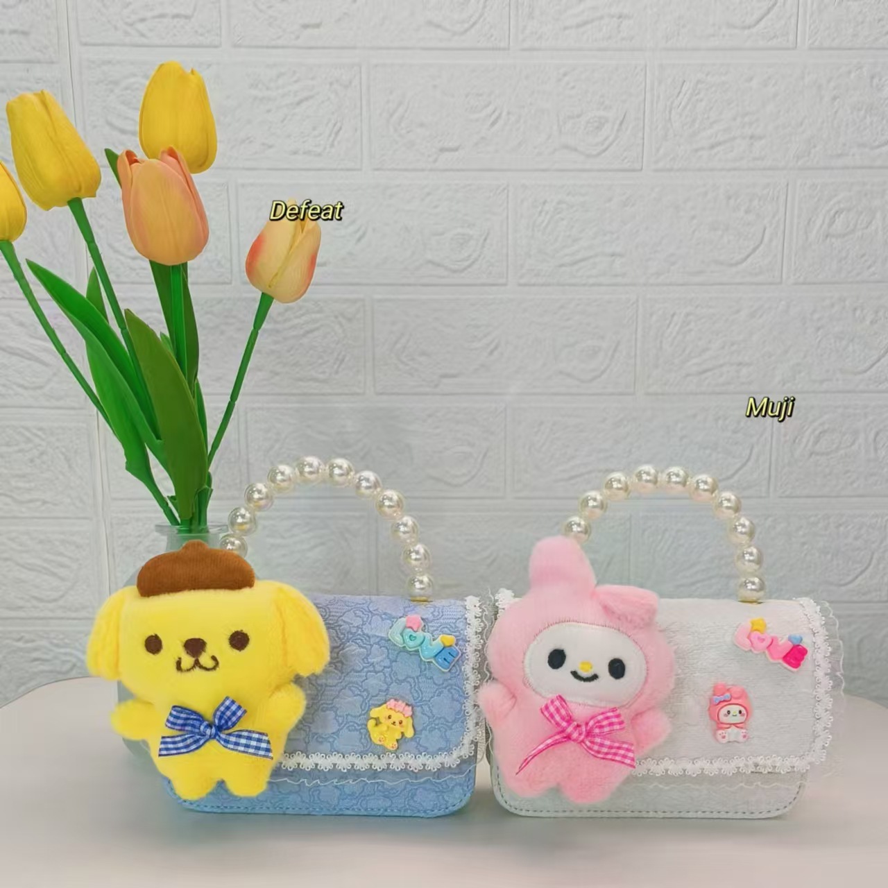 Plush toys, pearl handbags, children's bags, little girls, princess bags, chain bags, single-shoulder crossbody bags, accessory bags Specification drawing