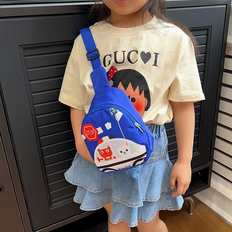 Cartoon color-blocking children's bags, summer new ins Korean version chest bags, boys' and girls' crossbody bags, small logo single-shoulder bags full figure