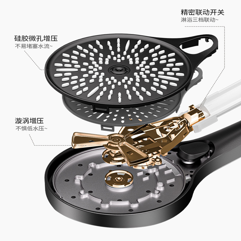 Household all-copper shower head set, faucet, bathroom, cold and hot bath, shower head, three-in-one mixing valve Specification drawing