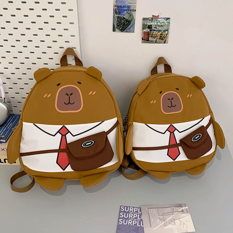 Fashionable new children's bags, cute and stylish, lightweight schoolbags for primary school students, cool and trendy bear backpacks for going out and playing details Picture
