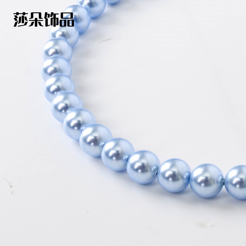 莎朵饰品高品质玻璃高亮施家仿珍珠蓝玫瑰色手工DIY饰品项链串珠 散珠配件