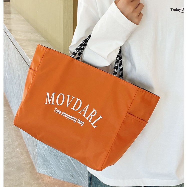 New nylon 2025 shopping handbag for daily shopping and commuting, large capacity, simple, double-sided bento bag and lunch box Specification drawing