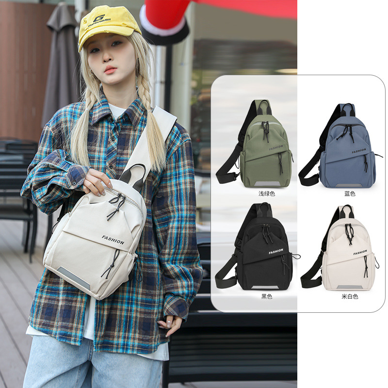 New women's casual crossbody bag, chest bag, simple and trendy student hand-held shoulder bag, men's and women's backpack details Picture