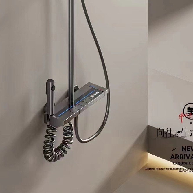 A complete set of modern shower heads, household shower heads, bathroom shower heads, rain shower, exposed installation sets, and bathroom fixtures details Picture