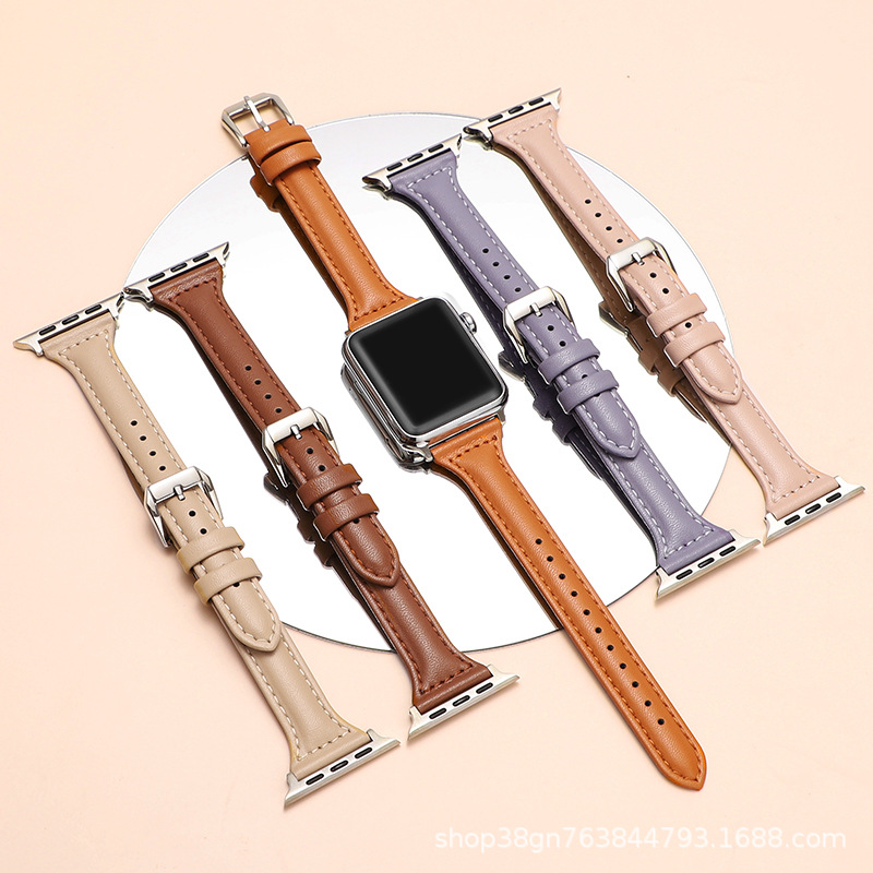 Suitable for apple Watch 7/6/se/5 Mini Waist genuine leather straps and new iWatch 4/3 straps details Picture