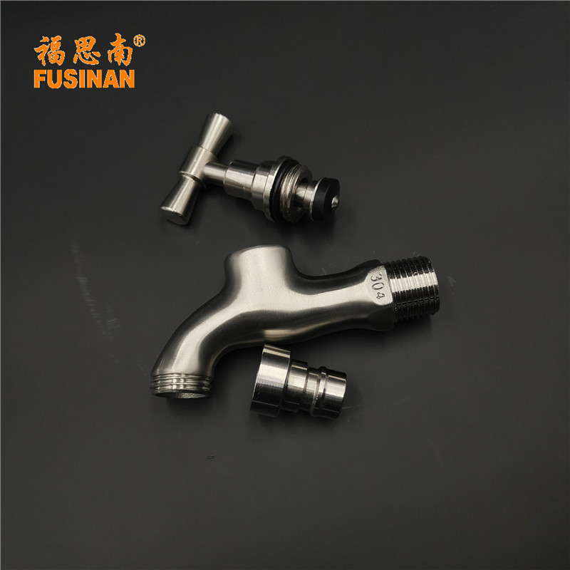 Precision cast 304 stainless steel slow-opening washing machine faucet, mop sink, wall-mounted straight-through valve, water corner valve details Picture