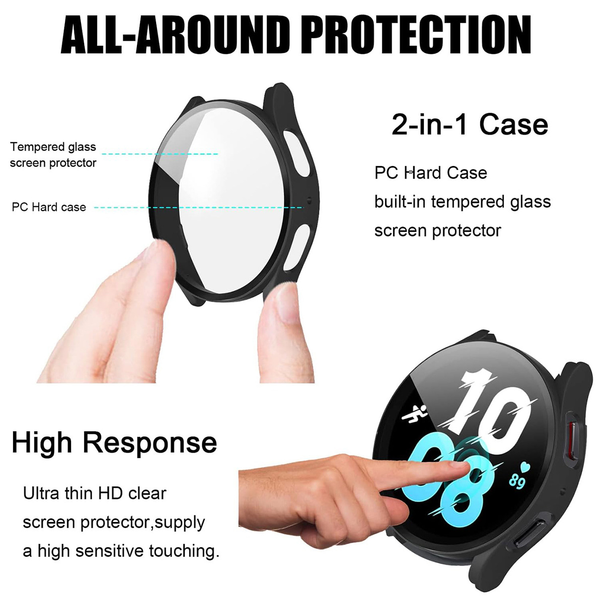 Applicable to Samsung galaxy watch7 FE matte watch case, Watch 6/5/PC case film integrated protective case details Picture