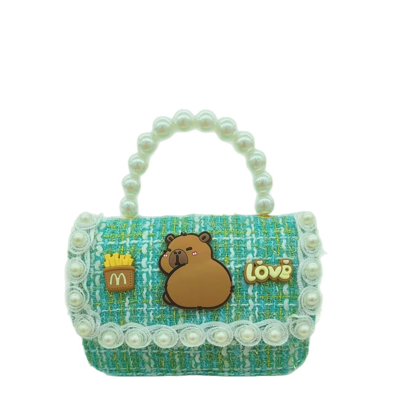 Kapipala pearl handbag, crossbody bag, loose change accessory, princess bag, girl's lucky money bag, chain small square bag Item Picture