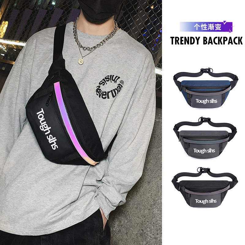 Wholesale of new men's and women's trendy waist bags, outdoor laser reflective chest bags, fashionable street crossbody bags and sports waist bags full figure