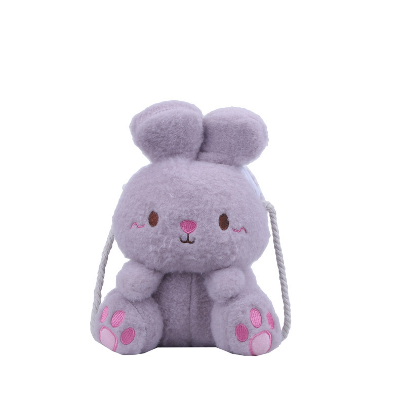 Wholesale of new and popular children's coin purges for girls, featuring cute cartoon plush rabbit bags and single-shoulder crossbody plush toy bags Item Picture
