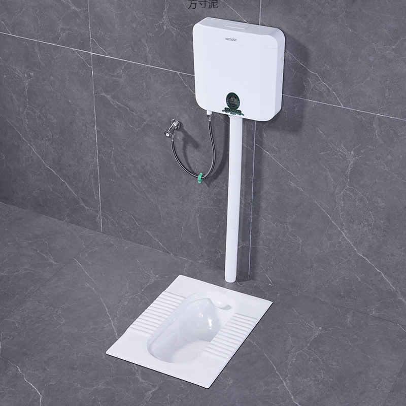 A complete set of household ceramic squat toilet flushing tank, anti-odor squat toilet, bathroom squat toilet, toilet bowl, and pedal toilet details Picture
