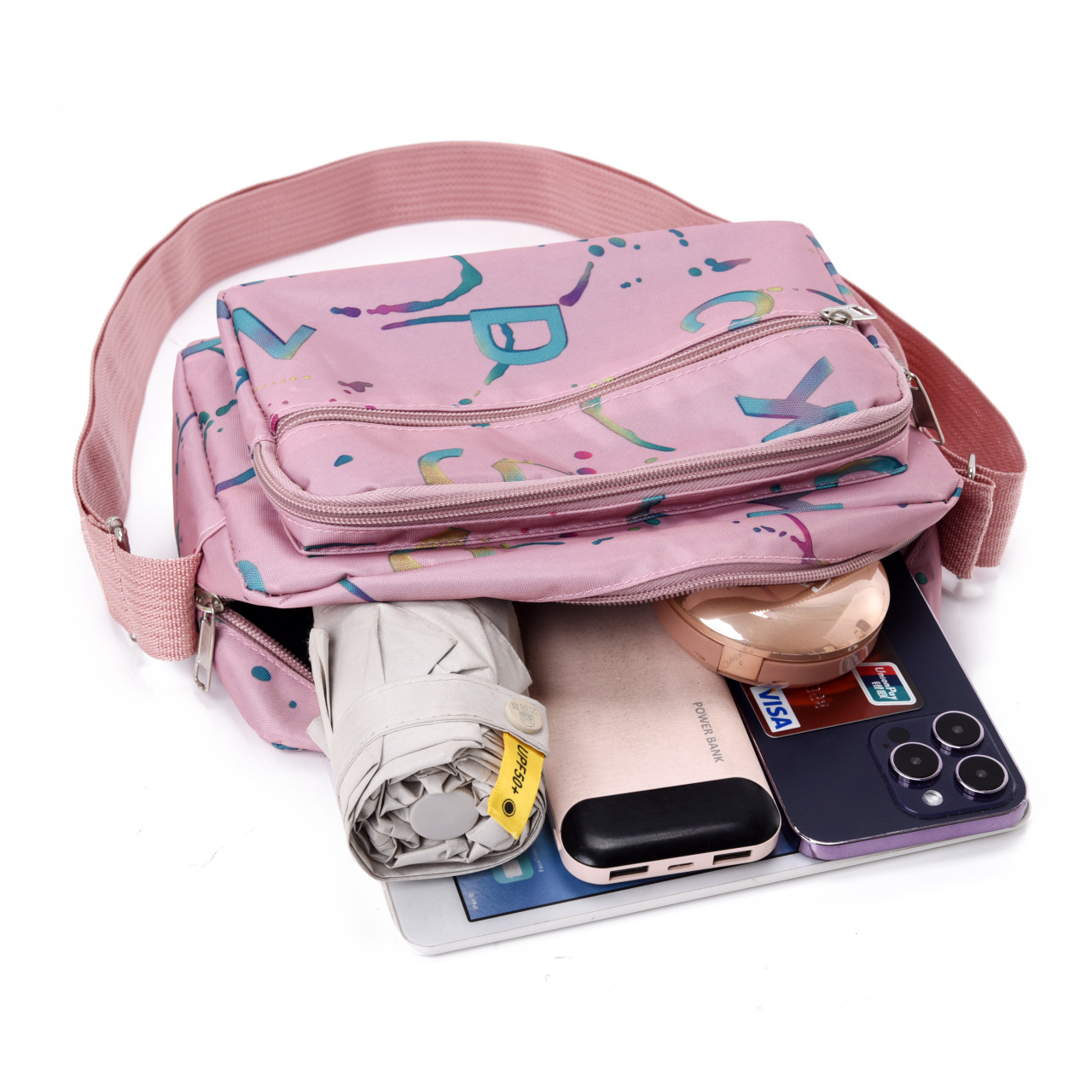 New fashionable and casual women's bag, single-shoulder bag, lightweight multi-layer Oxford cloth mom bag, simple and versatile Korean version crossbody bag Application Scenario