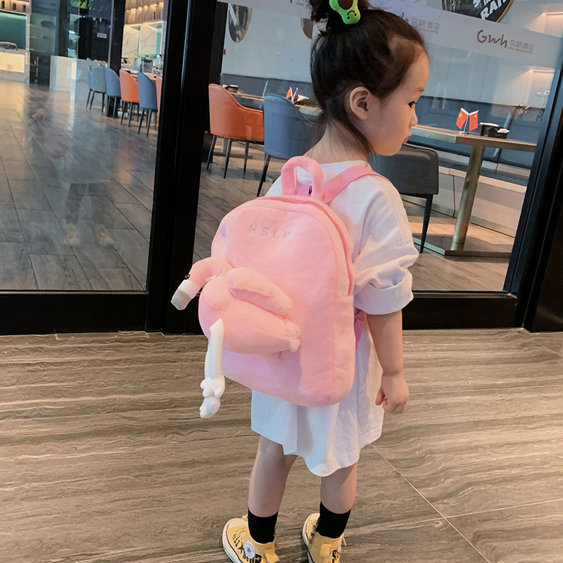 New cartoon plush children's bags for autumn and winter, Korean version boys' and girls' kindergarten school bags, animal anti-wandering small backpacks Specification drawing