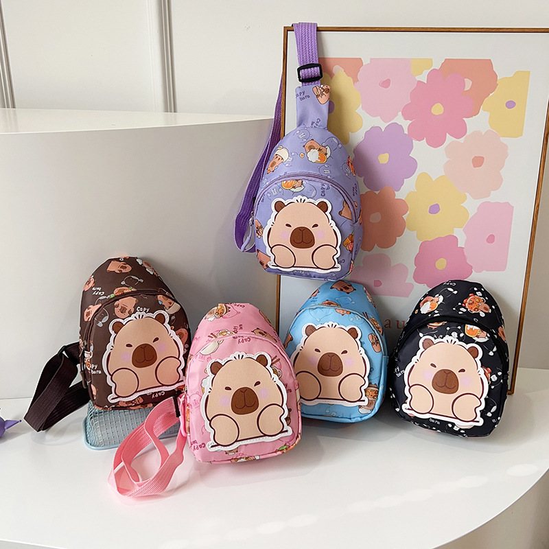 New children's chest bag, cartoon crossbody bag for kids, cute kindergarten backpack, cartoon print, stylish single-shoulder bag, trendy details Picture
