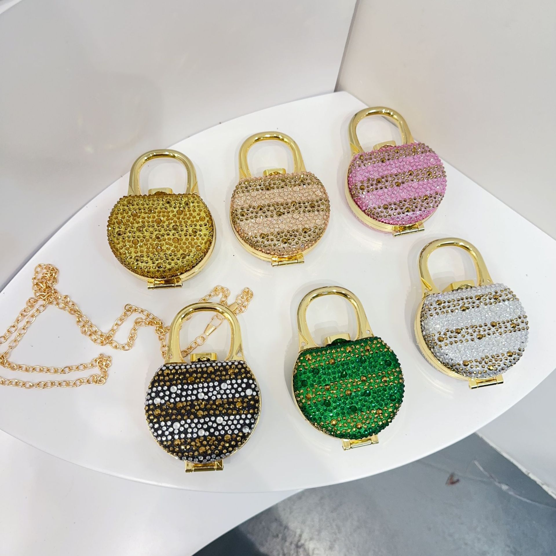 Mini bag mouth red envelope for women, 2025 new cross-border foreign trade diamond-encrusted crossbody small bag, decorative bag, children's bag, women's bag Specification drawing