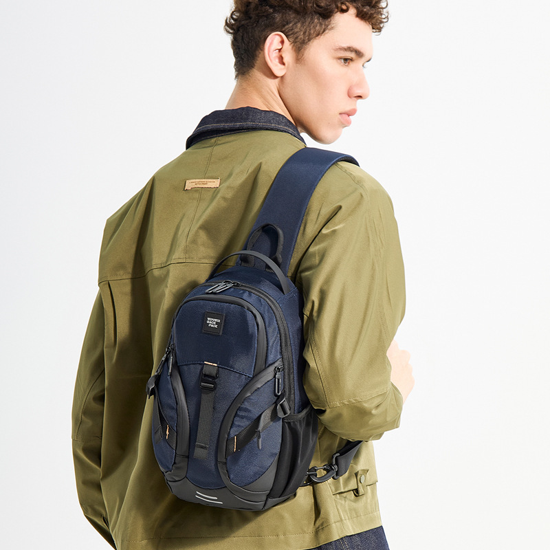 WEPOWER's new casual and trendy brand lightweight backpack, crossbody bag, business chest bag, single-shoulder crossbody bag, and front phone case Specification drawing