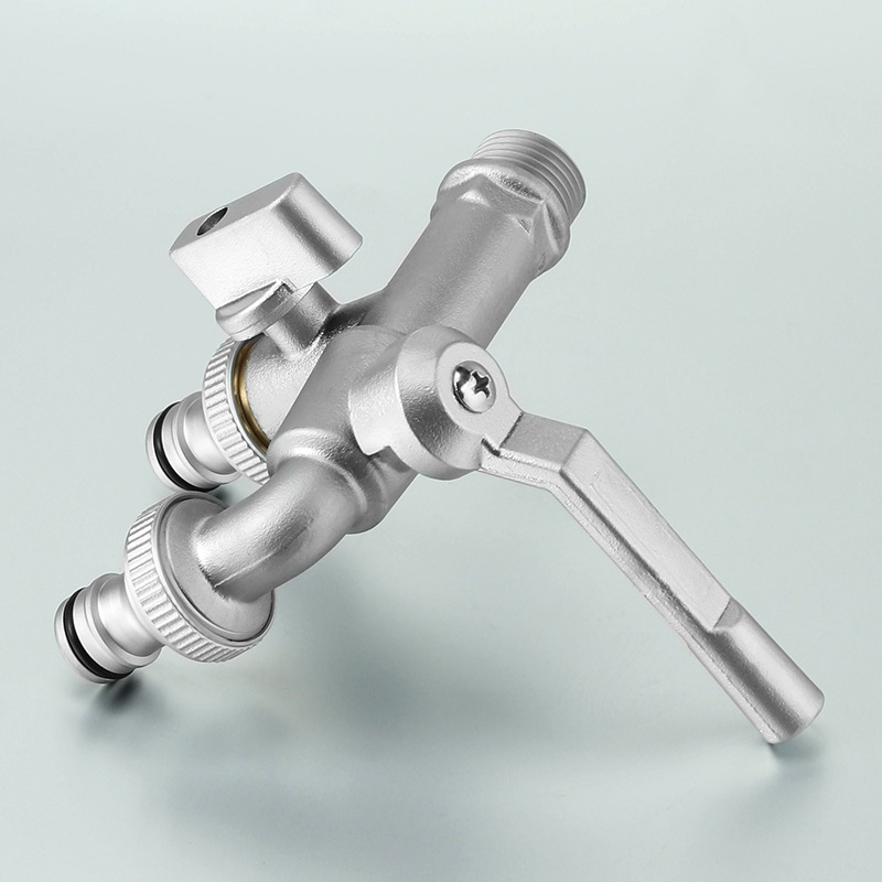 Cross-border exclusive outdoor faucet, pure copper light luxury, one in and two out dual-use tap water anti-freezing American-style faucet wholesale Specification drawing