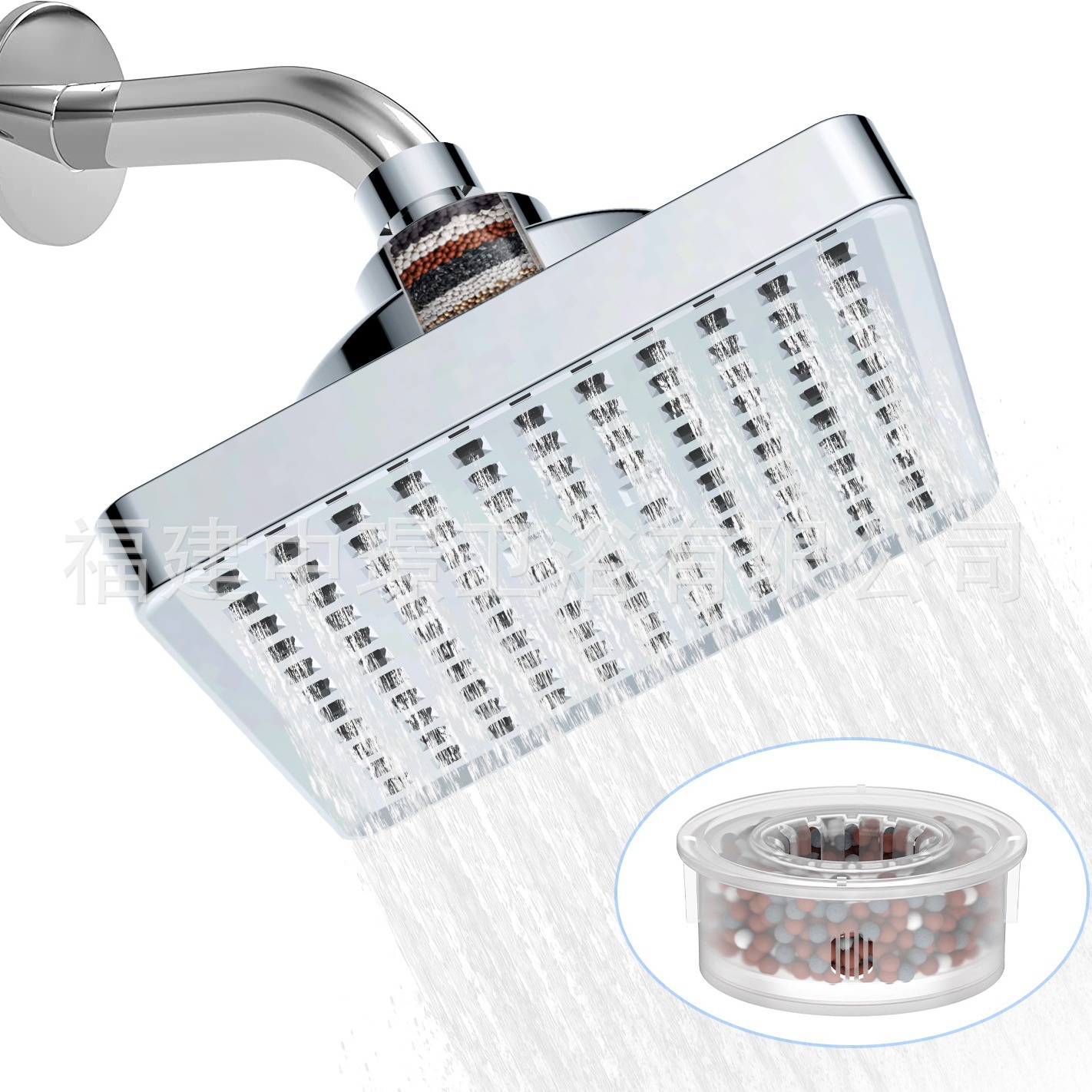 Original manufacturer of American new electroplated filter top spray cross-border bathroom 6-inch square pressurized shower head set full figure