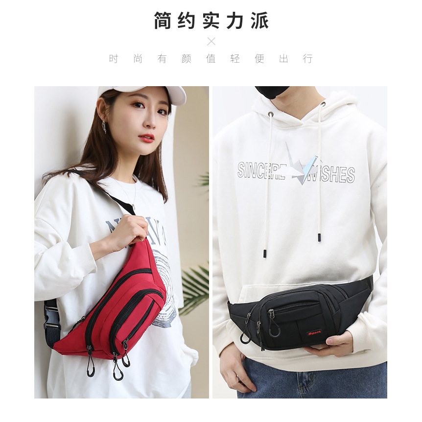 Nylon fashionable sports waist bag, multi-functional fitness crossbody chest bag, outdoor cycling close-fitting mobile phone anti-theft waist bag Application Scenario