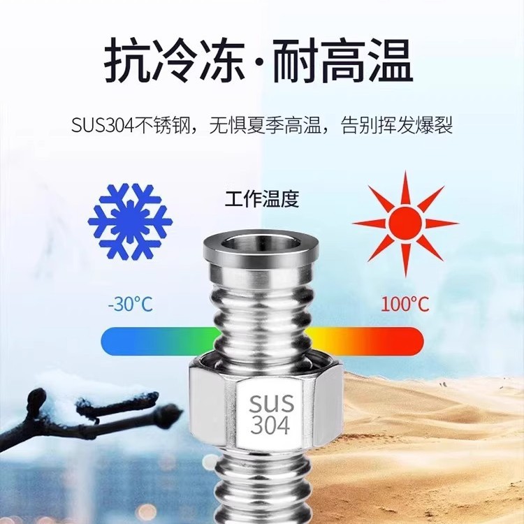 304 stainless steel corrugated pipe, 4-inch metal hose, gas water heater, toilet water inlet pipe, cold and hot high-pressure connection pipe Application Scenario