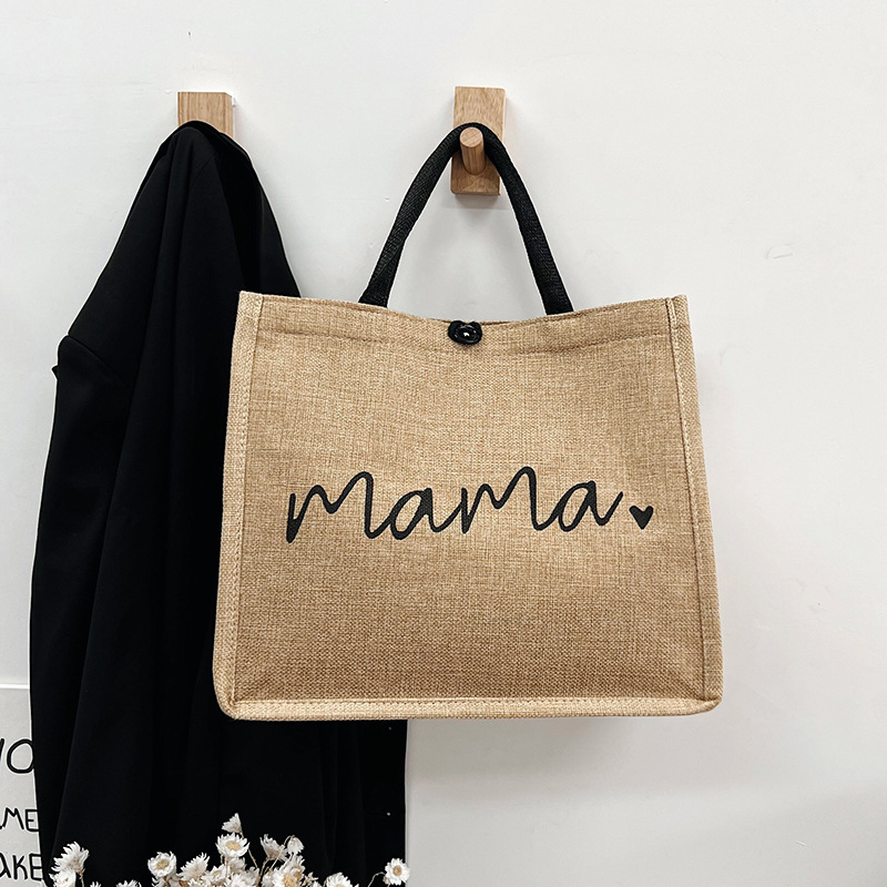 2022 Fashion hand-held linen women's Bag, large-capacity casual single-shoulder bag, Korean-style trendy letter bag, women's one-piece consignment Application Scenario