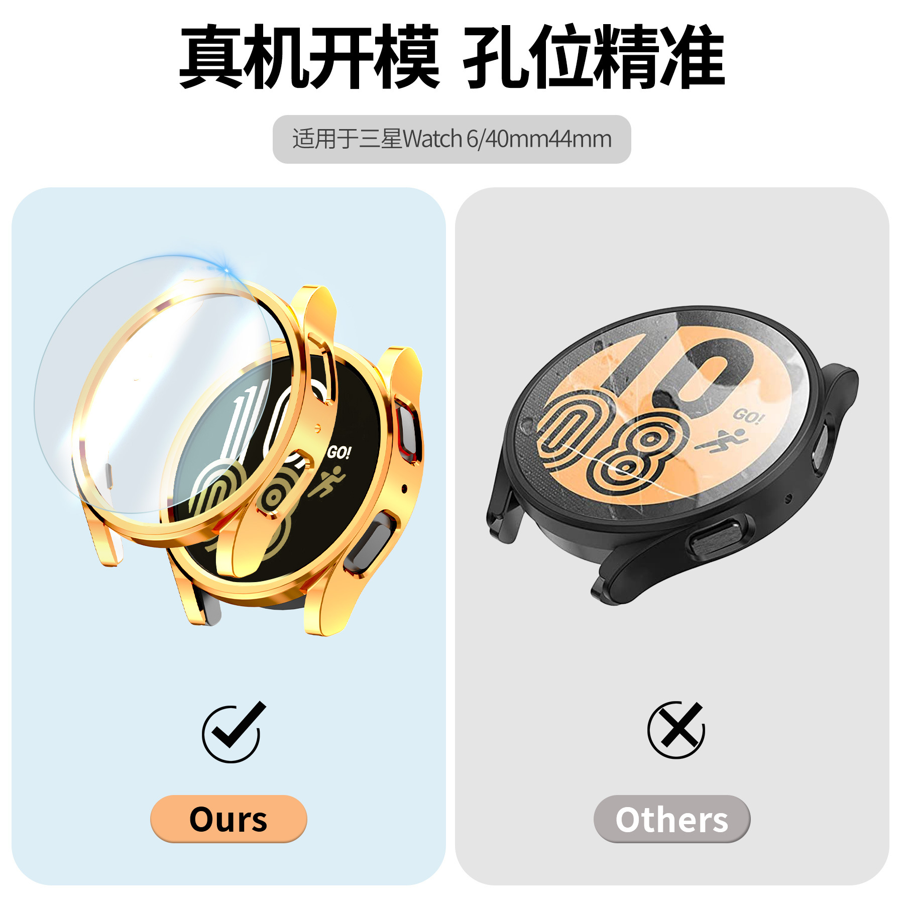 Cross-border exclusive for Samsung watch5 watches, watch6 cases, and watch7 cases with electroplated hollowed-out frames Specification drawing