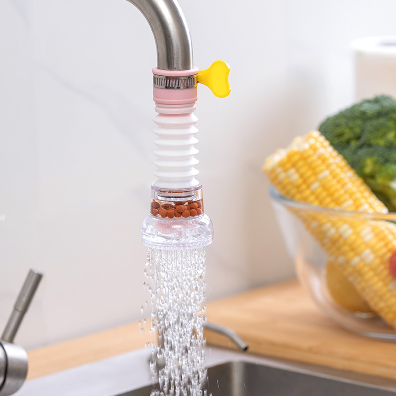 Household kitchen faucet, rotatable tap water nozzle for washing vegetables, splash-proof water-saving device with snap-on shower head Application Scenario