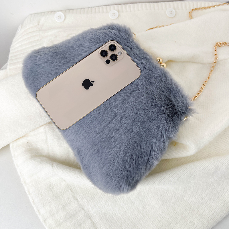 Single-shoulder chain bag, Maomao large-capacity women's bag, new 2022 autumn and winter women's stylish plush hand-held tote bag Specification drawing