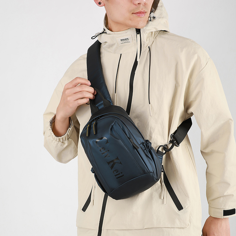 Cross-border waterproof bag, casual and fashionable crossbody bag, men's sports chest bag, multi-functional backpack, large-capacity single-shoulder bag details Picture