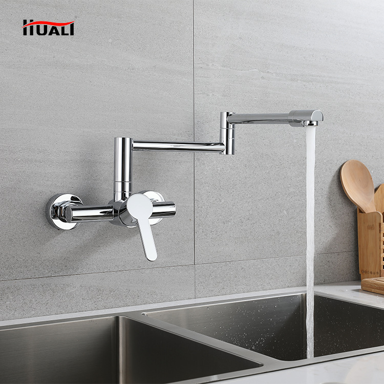Brass built-in faucet, cold and hot water, bathroom basin, balcony, kitchen electroplated sink, universal folding Specification drawing