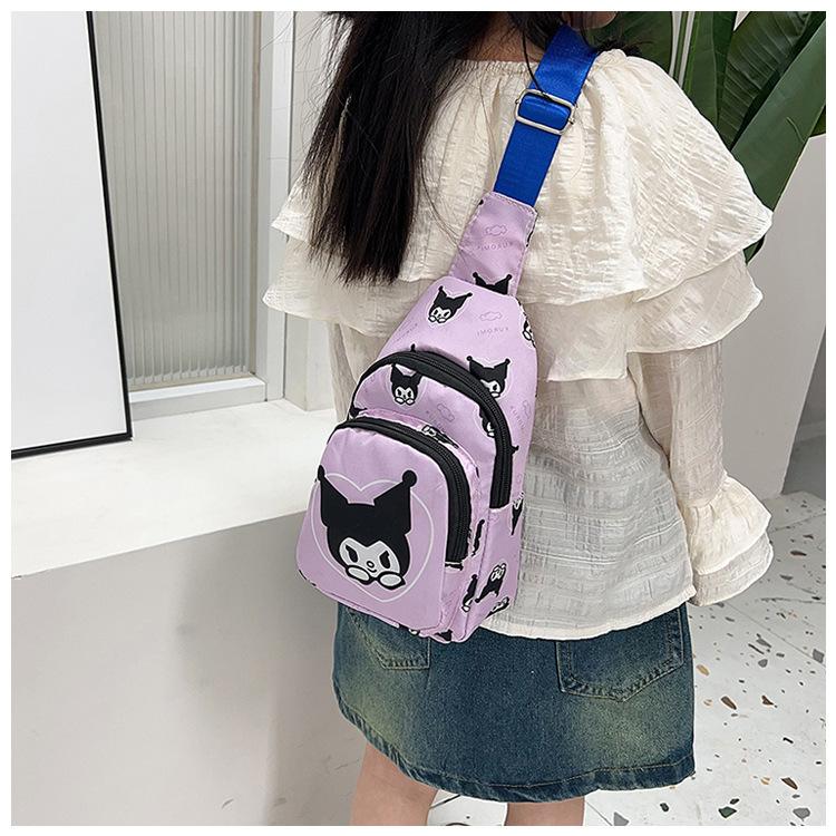 New children's chest bag, cartoon bag, printed canvas bag, cute baby coin purse, fashionable boys' and girls' crossbody bag Specification drawing