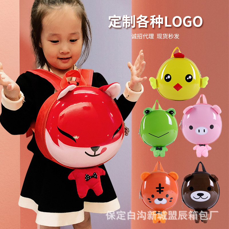 Cute cartoon children's backpacks and backpacks, new stylish eggshell bags for children, kindergarten school bags for boys and girls details Picture