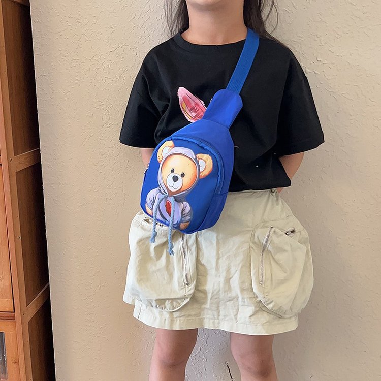 New cartoon children's chest bag for dressing, little bear for boys and girls, crossbody bag for babies to go out, small change backpack for girls details Picture