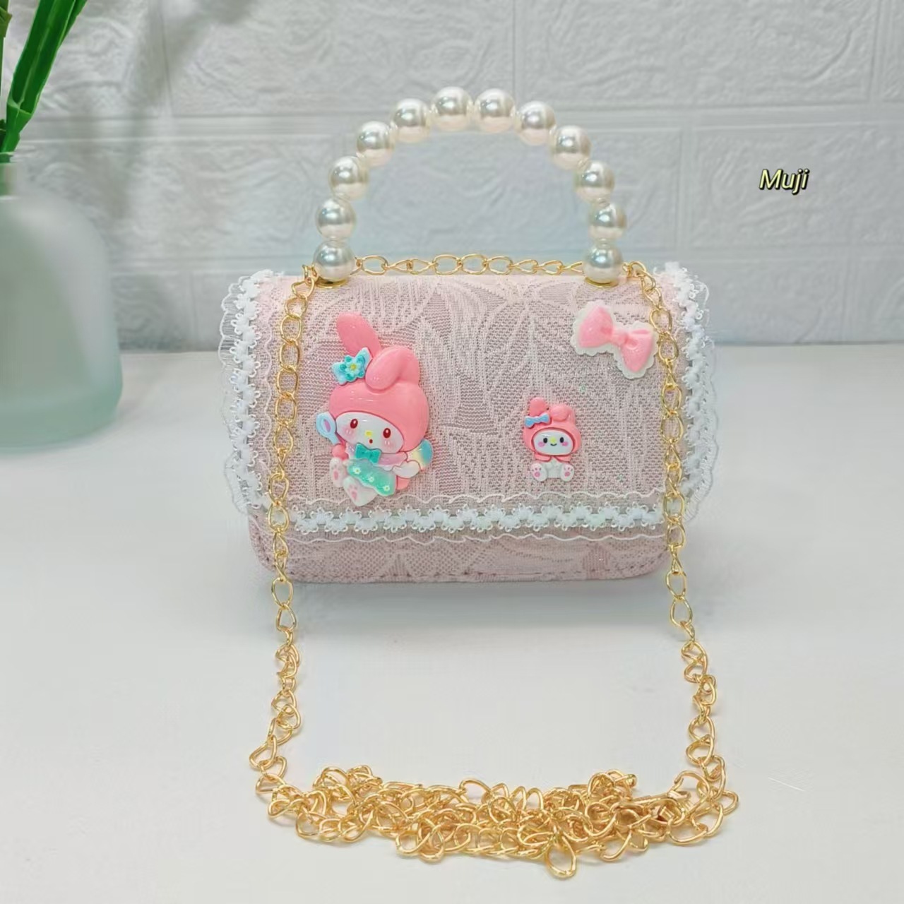 Melody Pearl handbag, Kuromi Children's bag, Little Girl chain bag, crossbody bag, coin purse, chain bag, Trendy details Picture