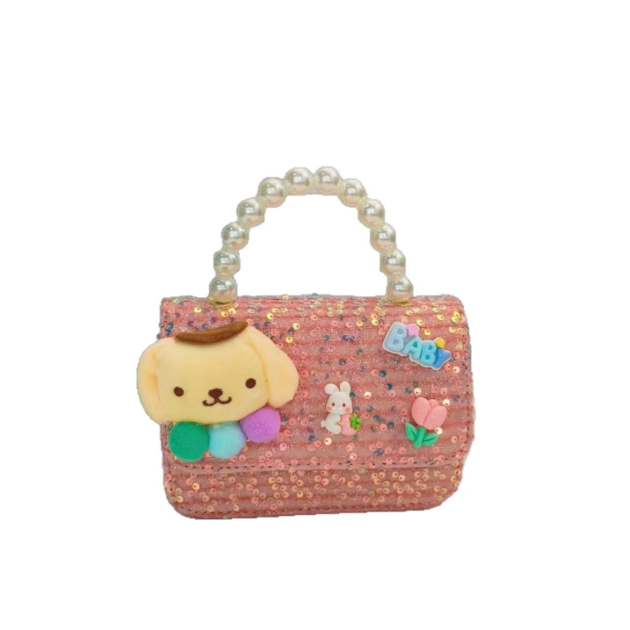 Children's bag, Melody Kuromi mini Chanel pearl handbag, chain bag, girls' accessory bag, small square bag, single shoulder Item Picture