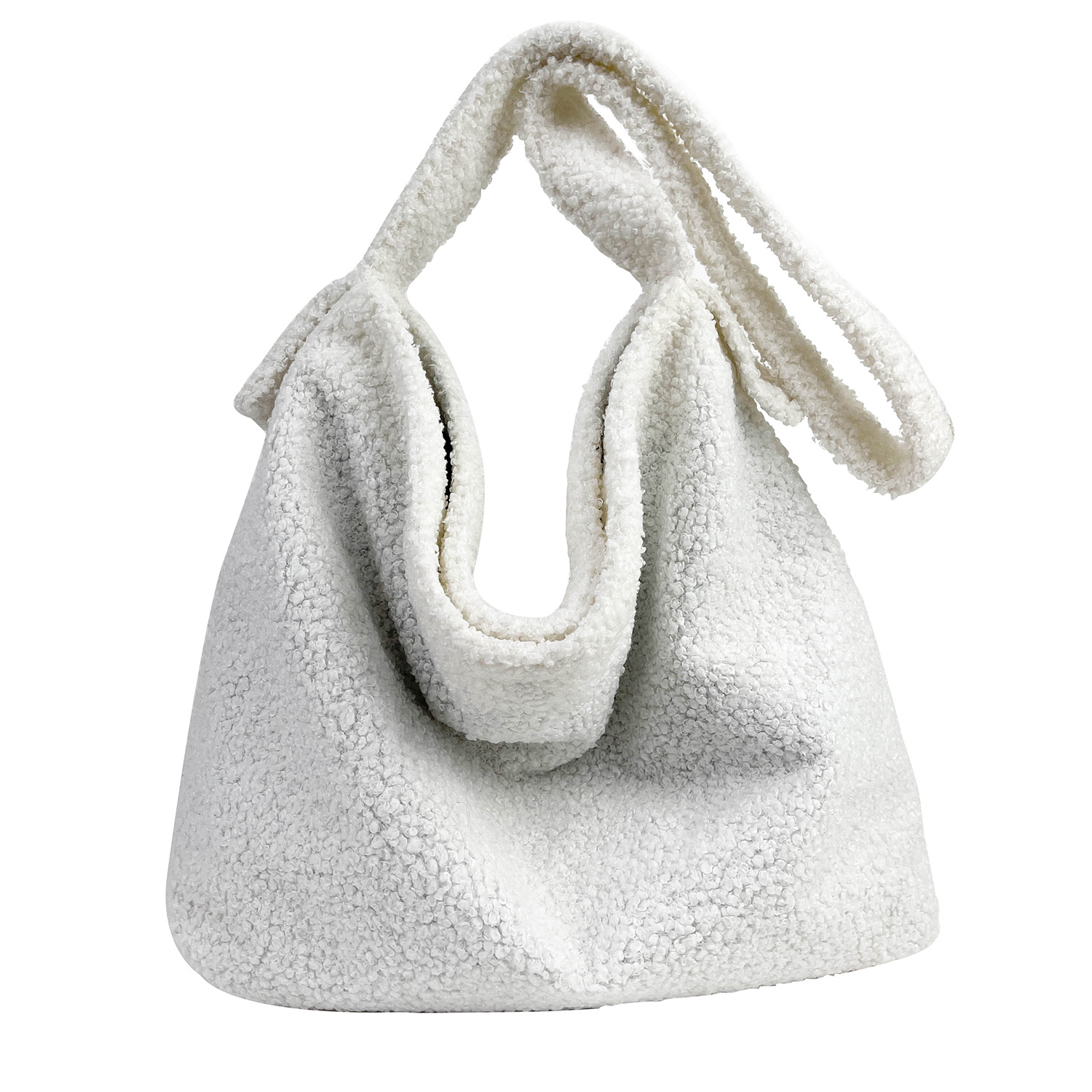 Wholesale of new, fashionable, large-capacity, solid-color plush bags and simple, high-quality tote bags for casual and versatile use Item Picture