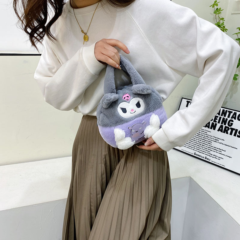 New cartoon Sanrio handbag, 8-inch plush toy, claw machine doll, figurine handbag for export wholesale details Picture