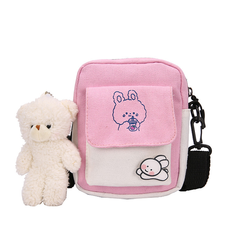 Canvas bag, Instagram women's crossbody, 2020 new trendy Japanese style, individual college students' simple and fashionable single-shoulder small bag Item Picture