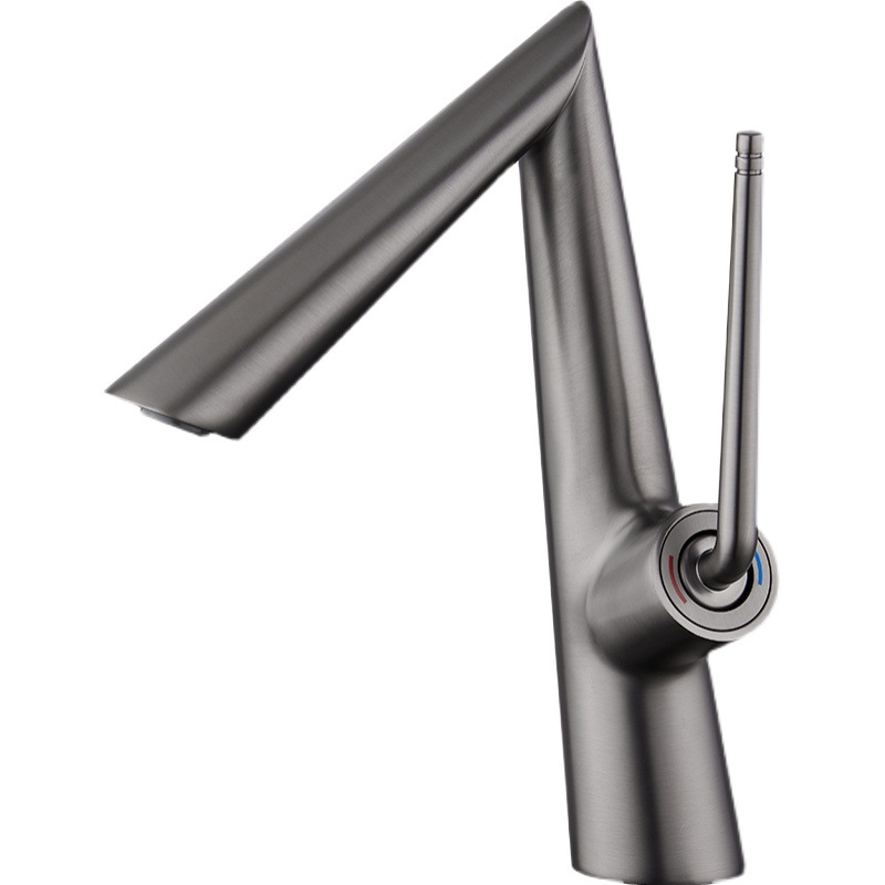 Amazon designer's all-copper hot and cold basin faucet, white single-hole bathroom cabinet, creative washbasin faucet Item Picture